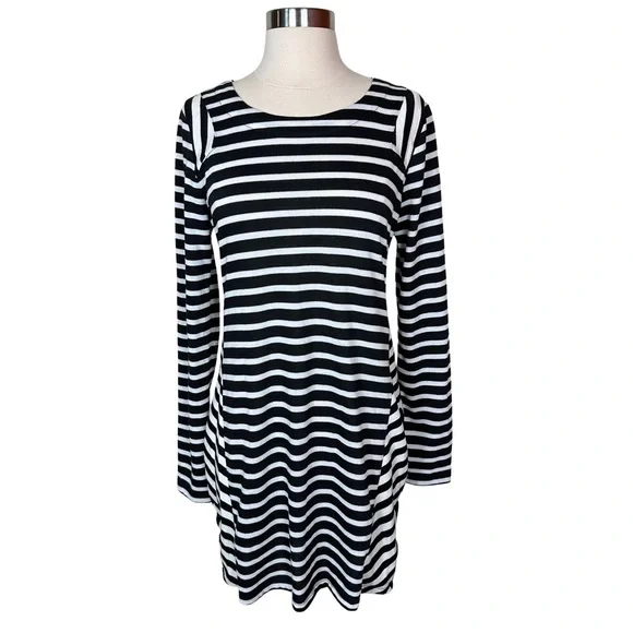 black and white striped long sleeve mini dress Erika Mini Dress – Hemline Birmingham